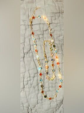 Gold-Tone Multi Color Crystal Bracelet and Necklace
